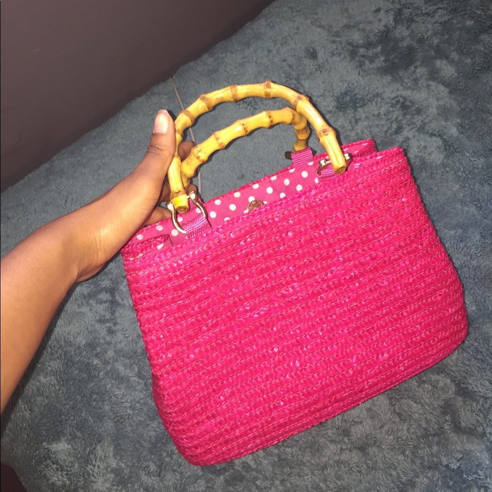 pink basket purse